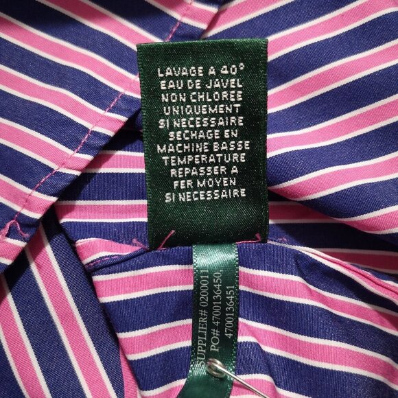 Lauren Ralph Lauren Ladies Size XL Pink & Navy Stripes Loose Fit Blouse - Picture 5 of 14